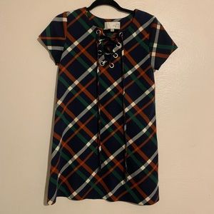 Revolve J.O.A Los Angeles Plaid Criss Cross Dress